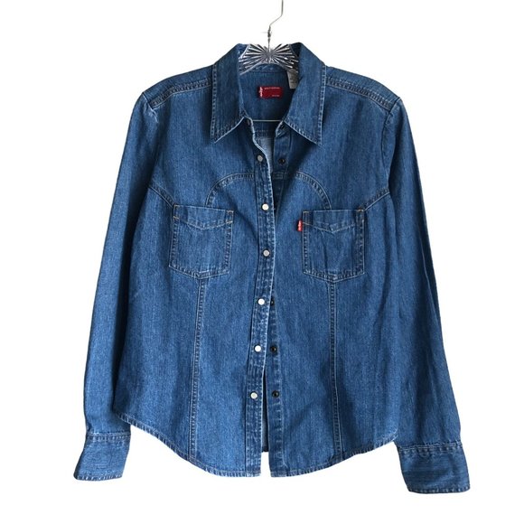 Levi's Tops Levis Womens Denim Western Shirt Size S 0 Cotton Pearl Snap Long Sleeve Poshmark